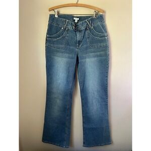 Y2K Fashion Bug Women's Blue Denim Jeans Pockets Button Front Size 14  Low Rise